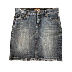 See Thru Soul 90s Y2K Denim Skirt Women’s 27 Raw Edge Western Cowgirl Distressed